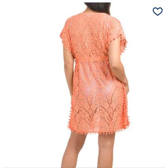 Blue Island Women's Orange Lace Swim bathingsuit Cover-up Kimono Tunic S… - Picture 9 of 10